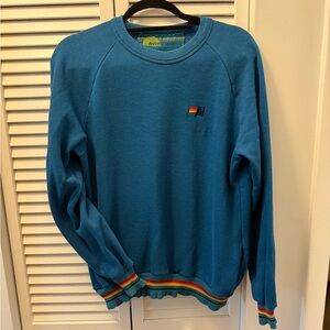 Aviator Nation Blue Crewneck Sweater with Ribbed Trim